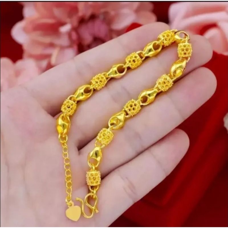 gelang tangan wanita hongkong berlapis emas 24k anti luntur dan tidak berkarat