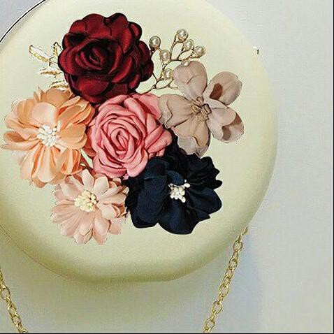 ☻ [JAKARTA] JT0064 Tas Pesta Bulat Bunga Import Cantik ☁