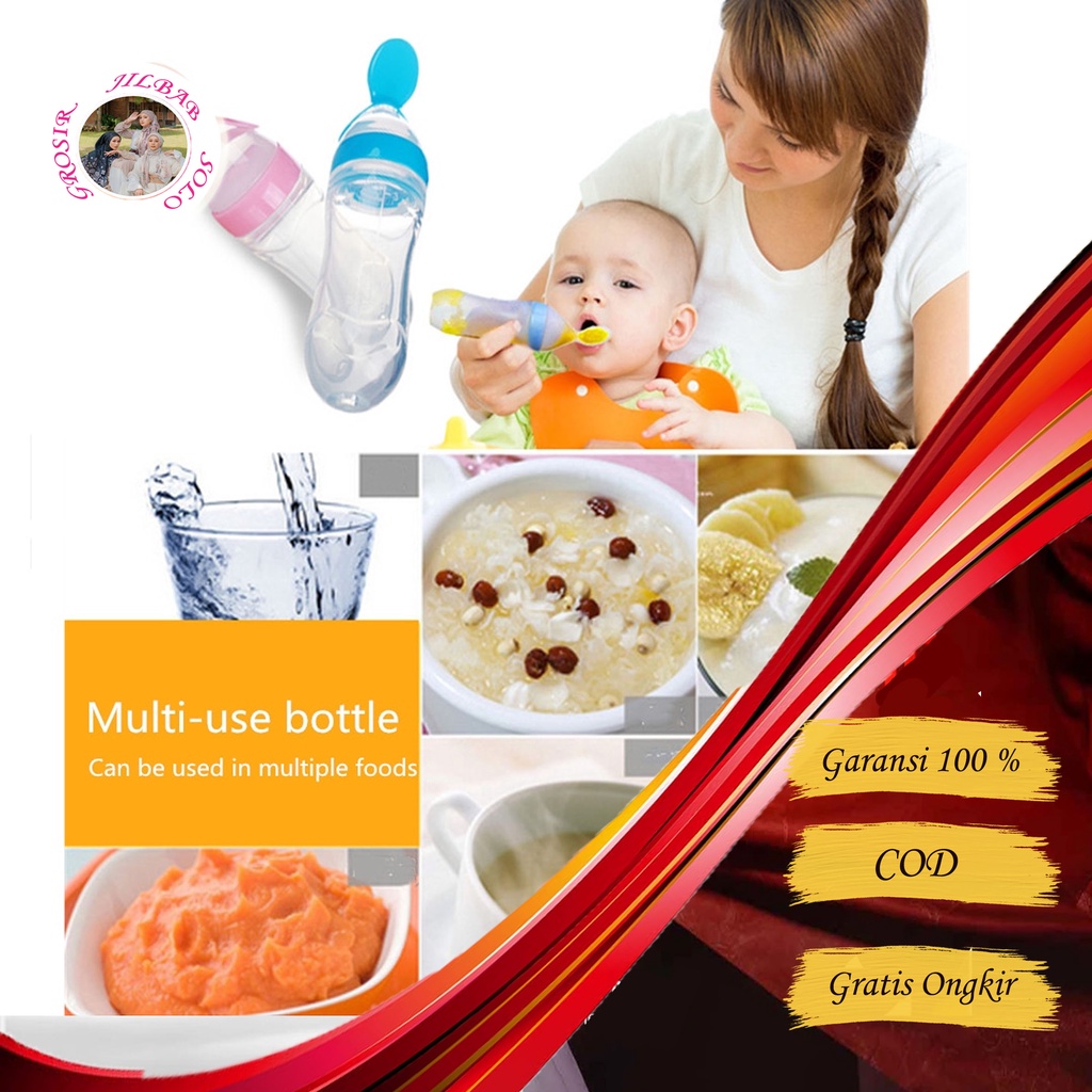 Sendok Makan Bayi Botol Dot SIlikon Praktis Silicone Baby Spoon Dispenser / Perlengkapan Bayi Baru Lahir / PRI 04