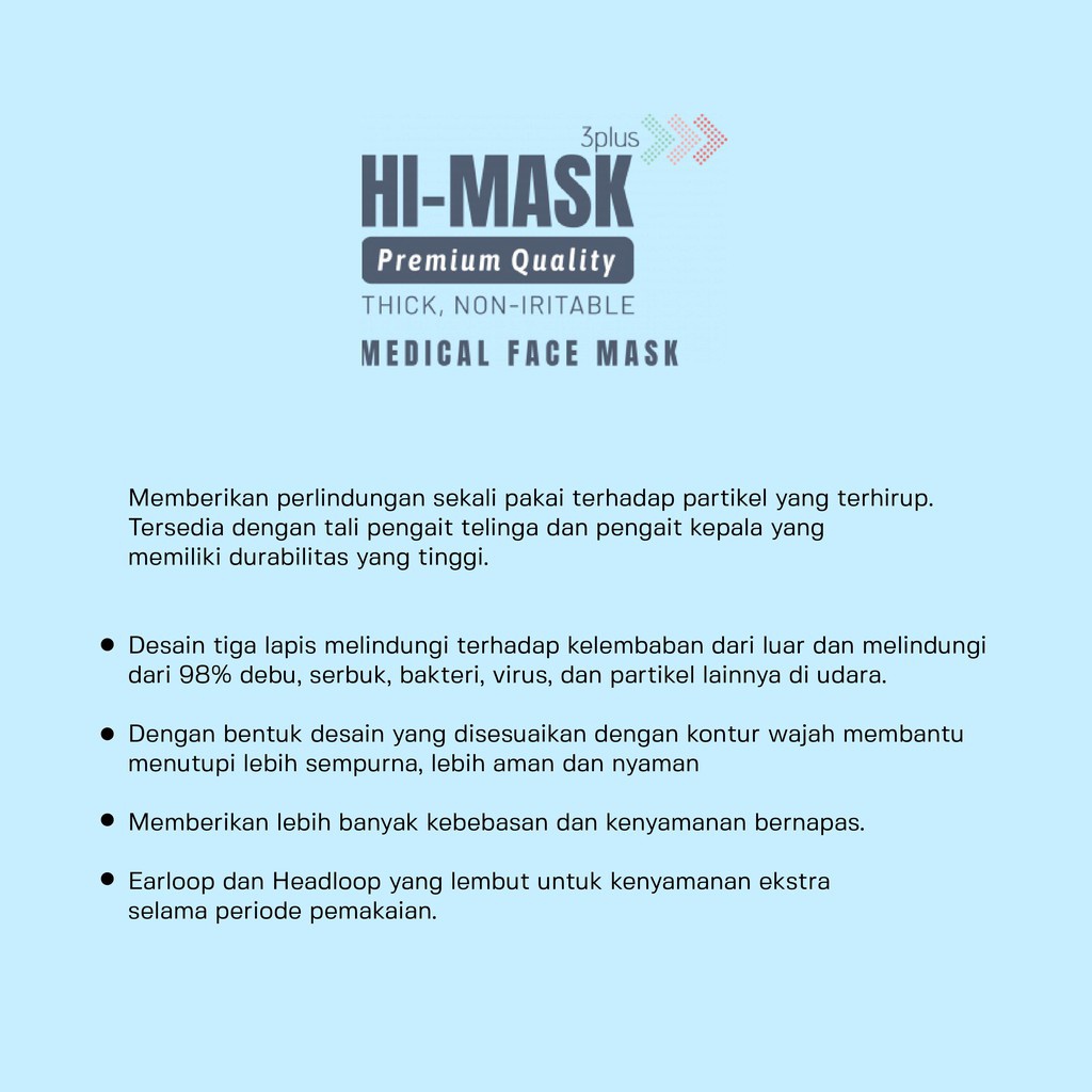 Hi Mask Surgical Masker / Masker Medis Headloop &amp; Earloop isi 50pcs