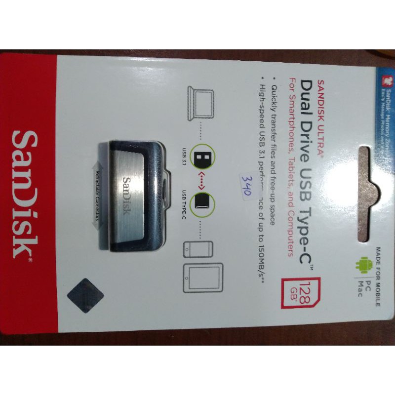flash disk otg type c sandisk 128gb original