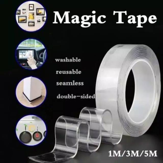 Double tape serbaguna elastis bening  2mm