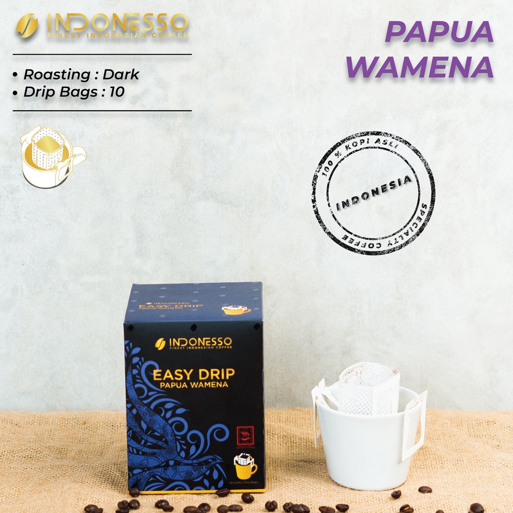 

INDONESSO Papua Wamena Easy Coffee Drip Bag / Kopi Drip (10 x 13gr)