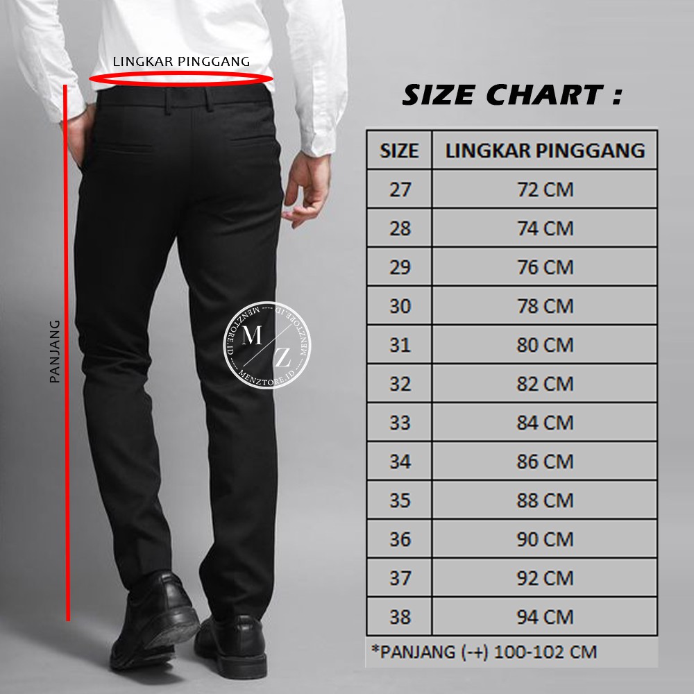 Celana Bahan | Kerja | Formal | Kantor | Panjang | Hitam | Dasar Pria Slimfit _-