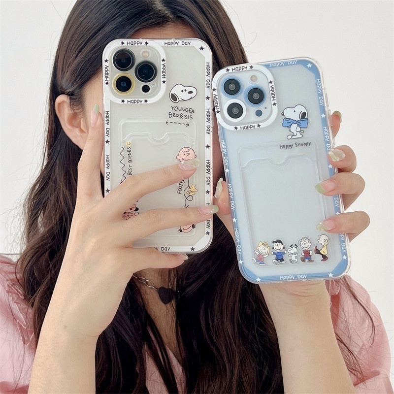 Soft Case Pelindung Anti Jatuh Motif Kartun Snoopy Untuk iPhone 14 13 12 Pro MAX 11 X XR XS MAX 7 8 Plus