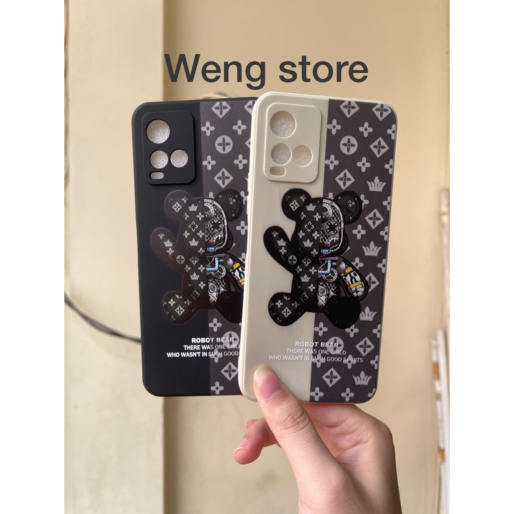 Softcase Square Edge Motif Robot Bear For Oppo Realme Vivo Xiaomi Samsung Iphone