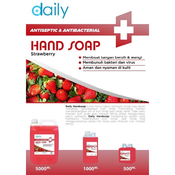 Sabun Cuci Tangan Daily Antiseptik HandSoap 5 liter wangi harum strawberry