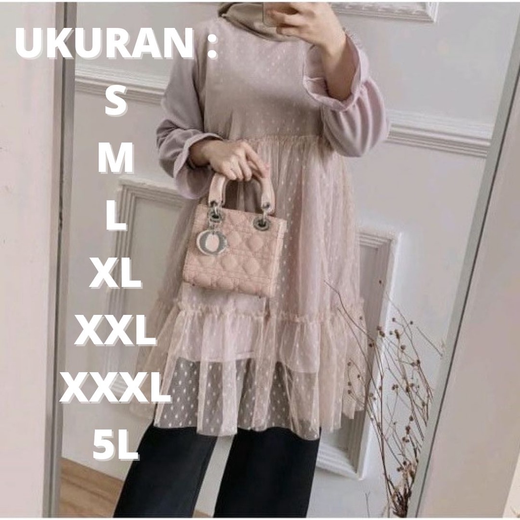 Arsya Long Tunik Rayon Atasan Wanita Tunik Baju Atasan Muslimah Charlota Tunik Ukuran S M L Xl Xxl X