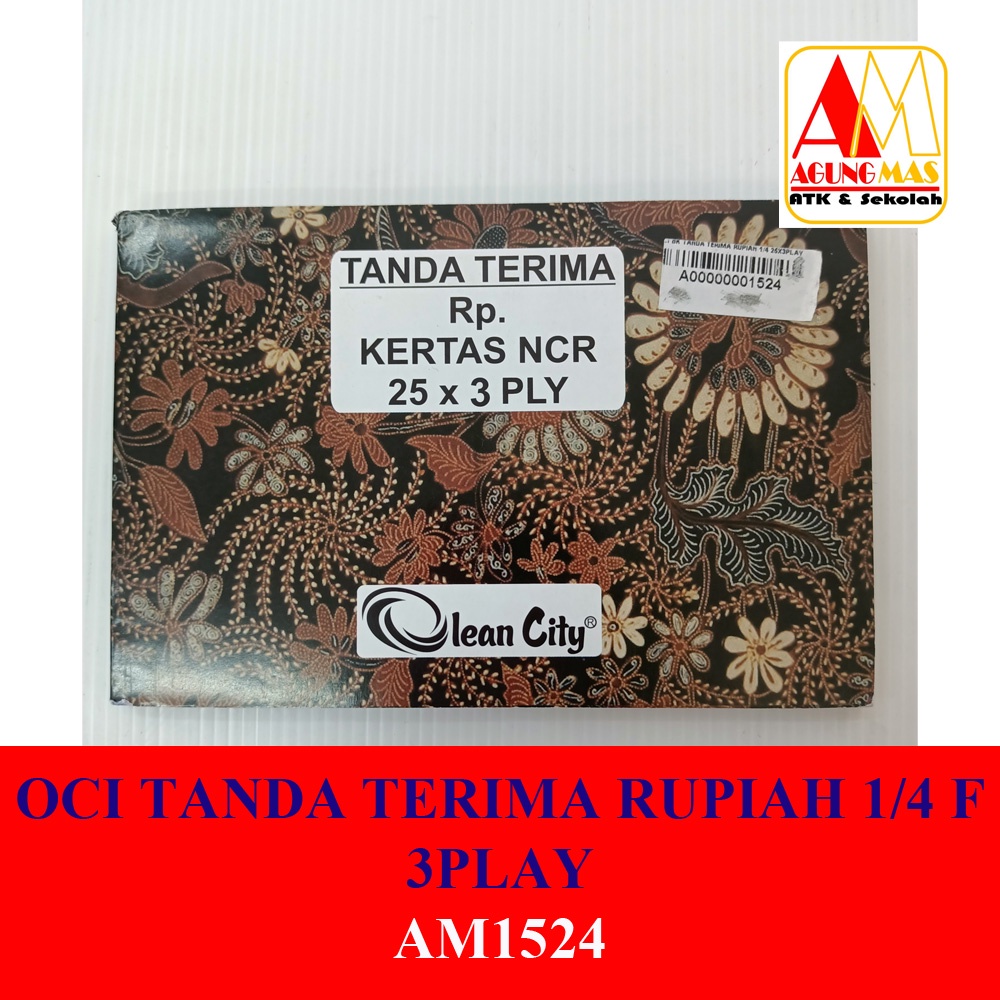 

OCI TANDA TERIMA RUPIAH 1/4 F 3 RANGKAP