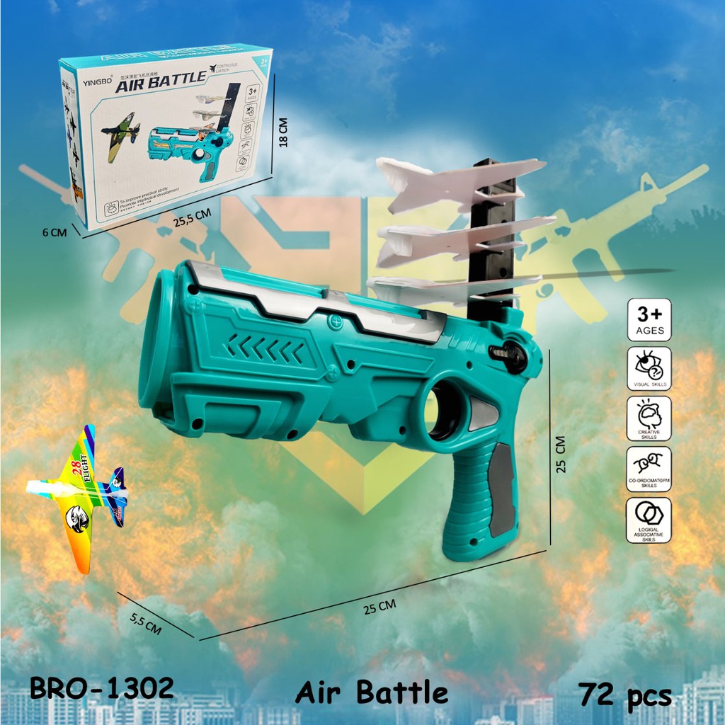 Mainan Anak Tembakan Mainan Pistol Pistolan Peluru Busa Pesawat Terbang BRO1302