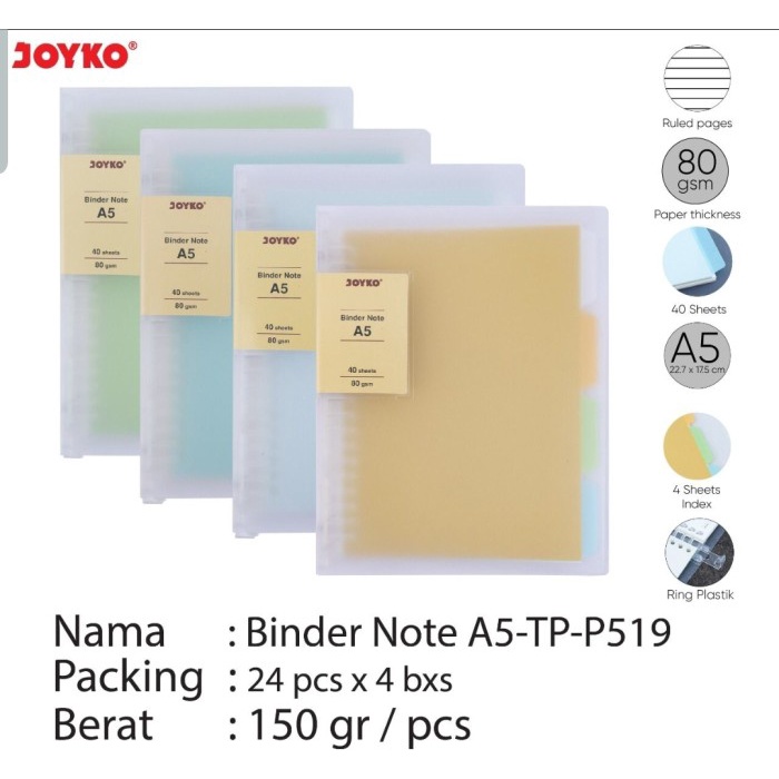 

[RESTOCK] Binder Note Joyko A5 TP-P519