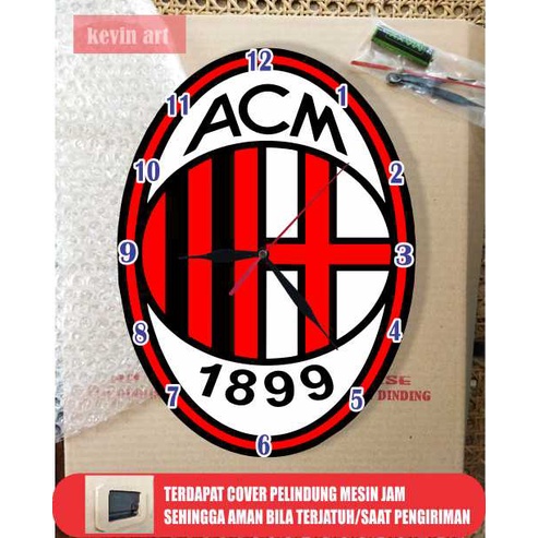 JAM DINDING KAYU UNIK KARAKTER GAMBAR MOTIF ACMILAN VINTAGE MURAH