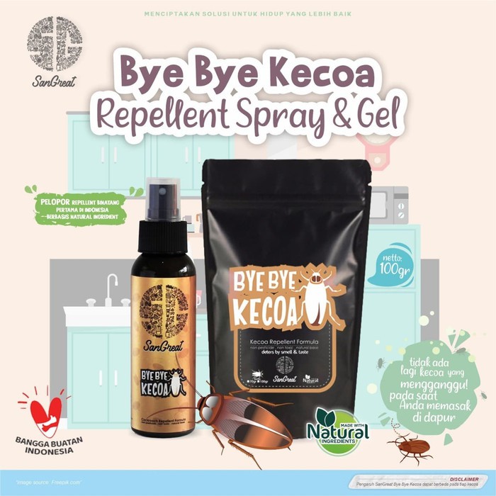 Pengusir Kecoa, Bye Bye Kecoa Gel 100 gr &amp; Bye Bye Kecoa Spray 100 ml