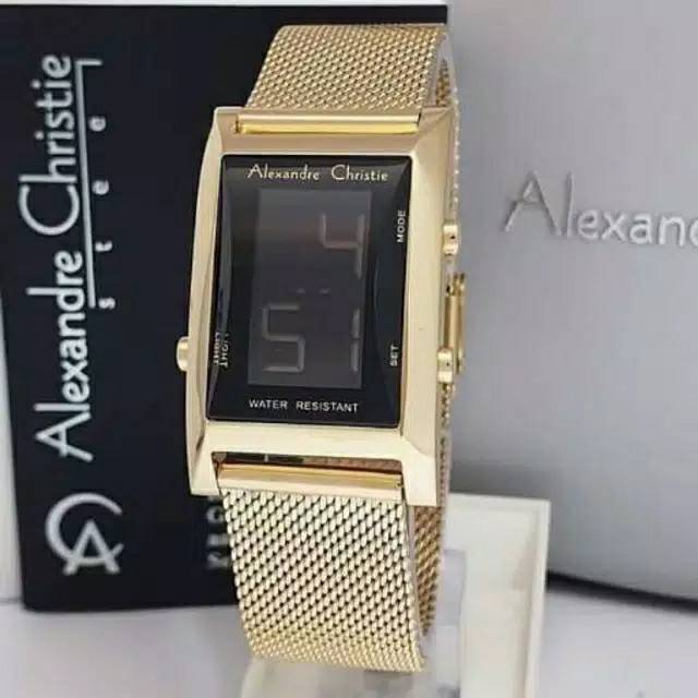 Alexandre Christie 9225 wanita digital kotak kecil rantai pasir gold