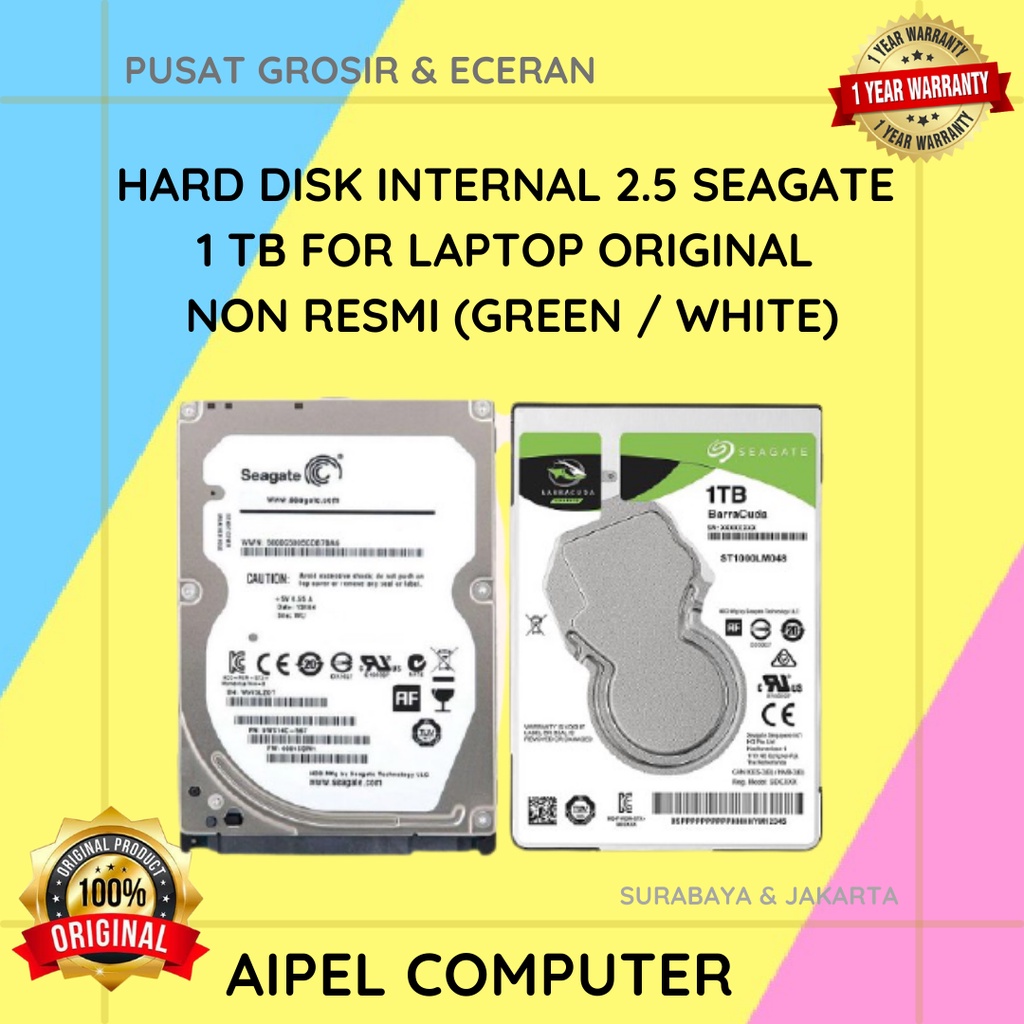 HI2S1 | HARD DISK INTERNAL 2.5 SEAGATE 1 TB FOR LAPTOP ORIGINAL (WHITE / GREEN)