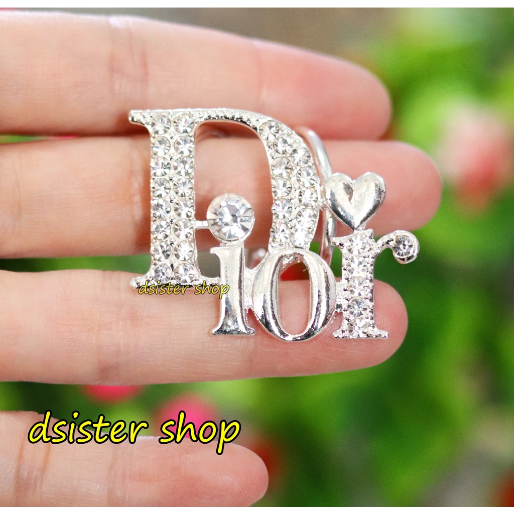 Bros Cincin Part 1 Ring Hiasan Aksesoris Syal Hijab HURUF Permata Hitam Putih-Ring D Silver Love