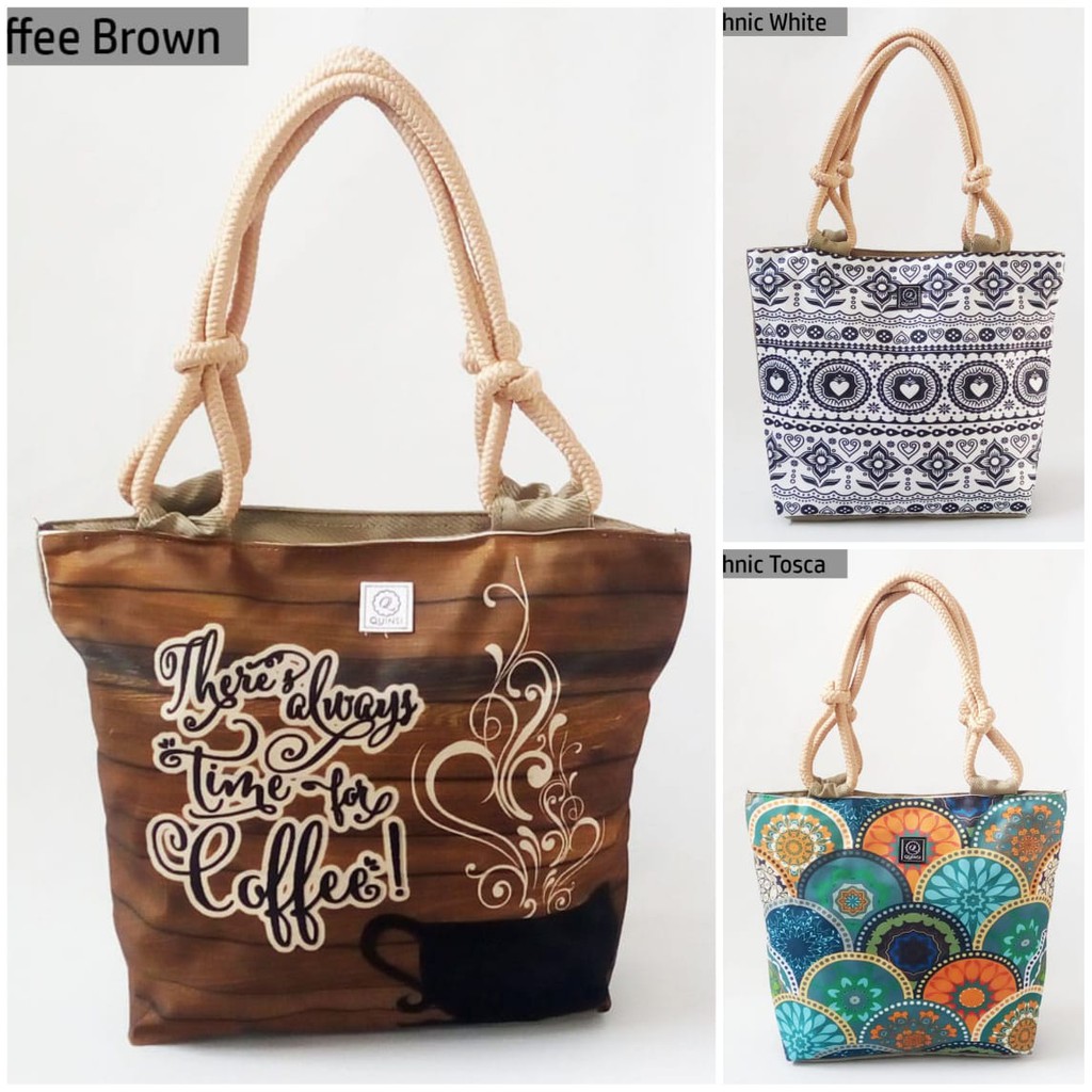 [ GROSIR ] Tas Totebag Tali Sumbu Unik Gambar Motif Printing Kartun Muslim Muslimah Tas Wanita