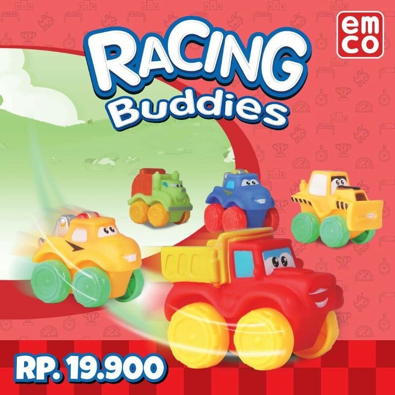 EMCO Racing Buddies Mainan Mobil Anak Bayi Karet Lunak SNI Edukasi