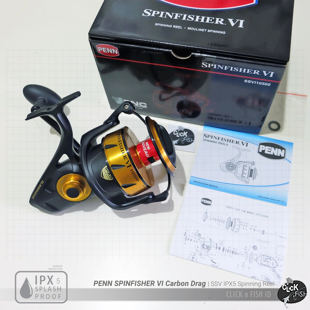PENN SPINFISHER VI 10500 Carbon Drag | SSV IPX5 4.2:1 Spinning Reel