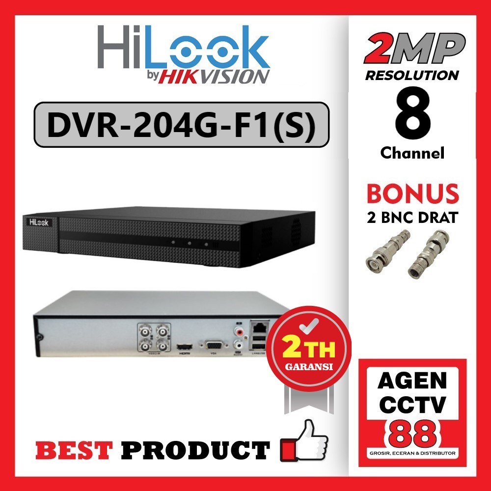 DVR 2MP HILOOK 8 CHANNEL DVR-208G-F1 BONUS 1 Kabel-HDMI+Kabel-Lan+Free 1 Tas Batik