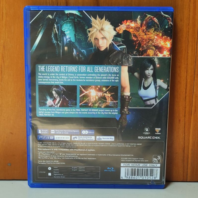 Final Fantasy 7 Remake PS4 Region 3 Asia Kaset Final Fantasy VII Remake Playstation PS 4 5 CD BD Game Games PS4 PS5 Reg 3 xv Region 3 Asia final fantasy fantasi 1 2 3 4 ff7 ffvii vi ff finalfantasy