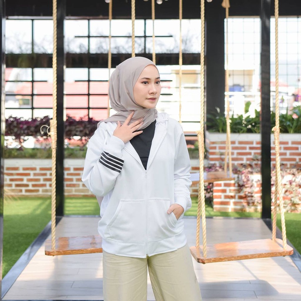 Jovvy Salur Hoodie Zipper - Outfit Wanita Dan Pria - Allsize - Bahan Fleece tebal dan lembut