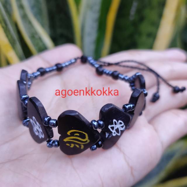 Gelang kokka kaukah love manik ukir hitam