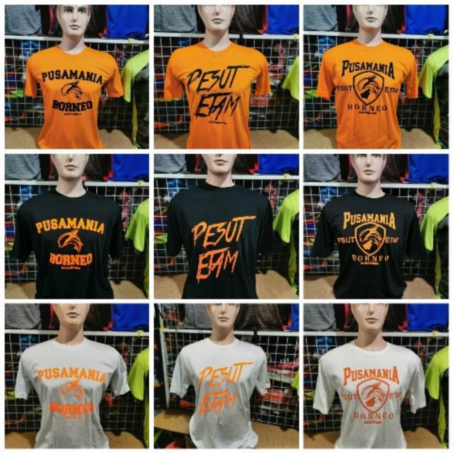 Kaos suporter pusamania borneo fc samarinda pesut etam bahan katun 30s, 3model 3 warna pesut etam