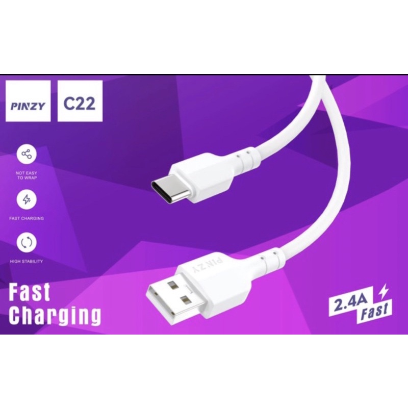 Kabel Data PINZY C22 USB Type C Material PVC output 2.4A Fast Charging - Kabel data PINZY C22 -