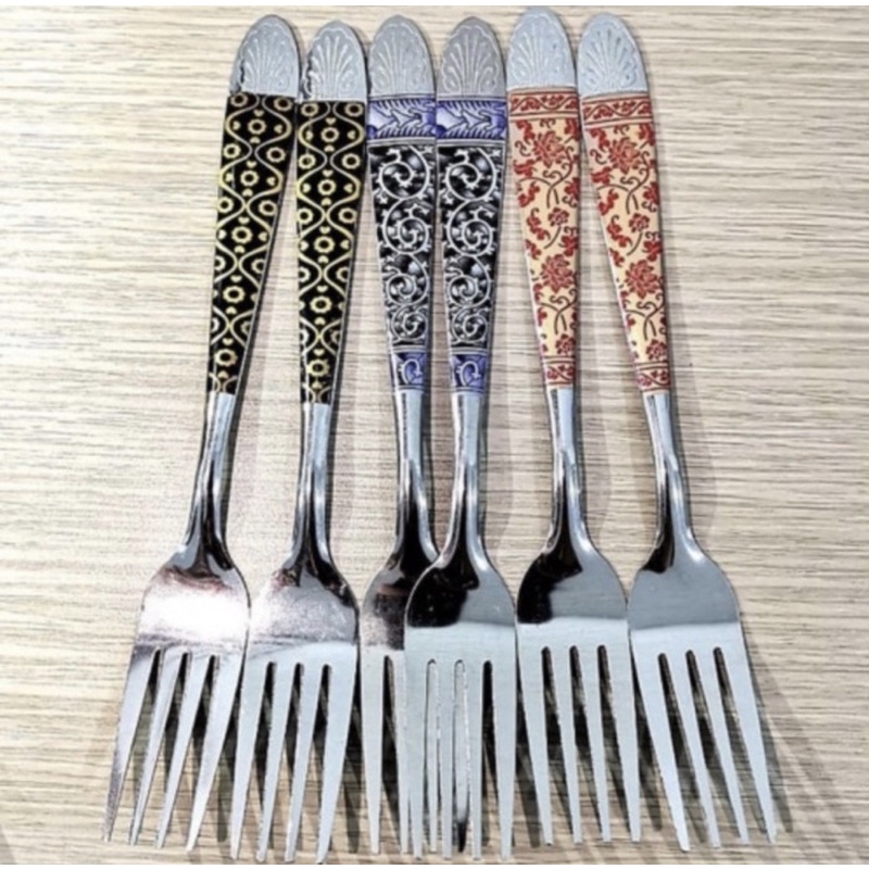 Garpu - Garpu Motif Batik 1 Lusin 12pcs Bahan Stainless Steel- Garpu 1 Lusin