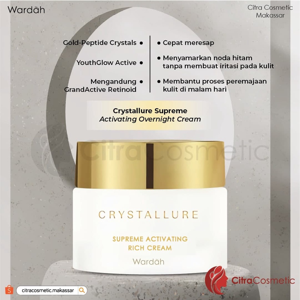 Wardah Crystallure Series | Supreme Oil Eye Serum |  Essence Gel | Overnight Cream Rich SPF35++