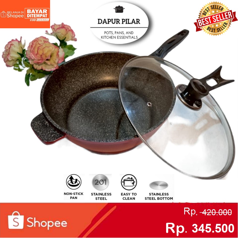 Panci Stainless LRC Wok Pan 30cm Cookware