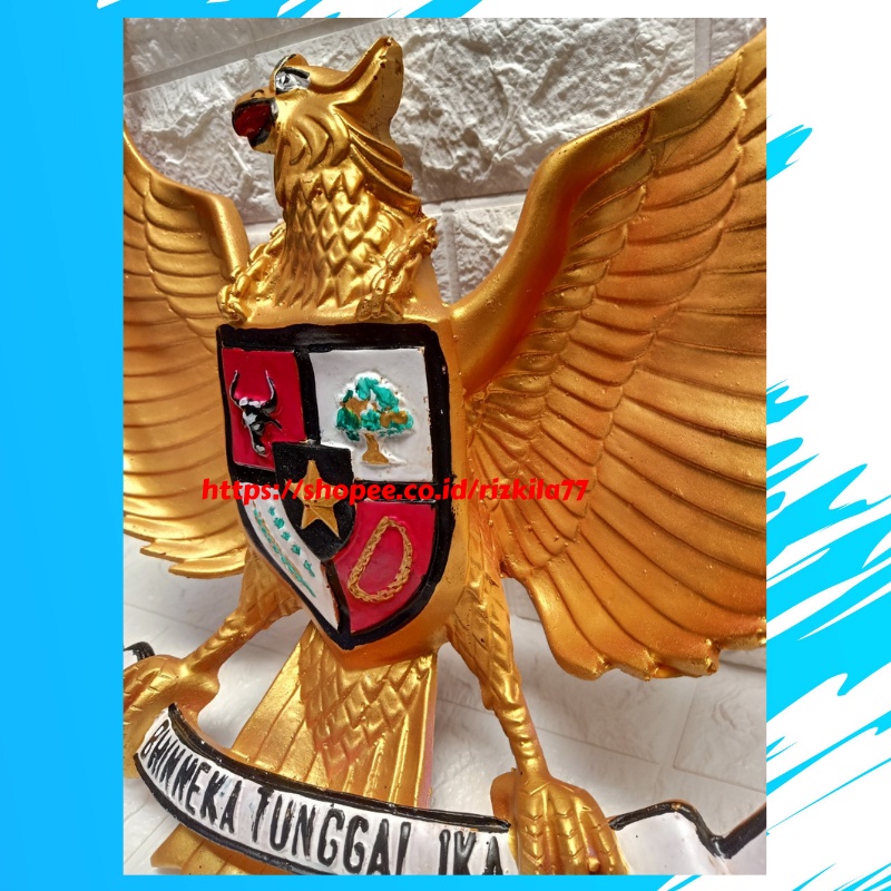 Hiasan Dinding Garuda 3 Dimensi Fiber Hiasan Dinding Logo Burung Garuda Gold Timbul 50x70cm