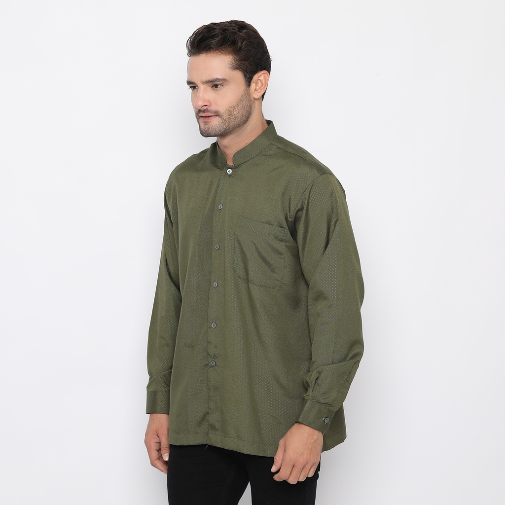 LATAHZAN BAJU KOKO LENGAN PANJANG KHAIDAR 02 HIJAU ARMY NEW