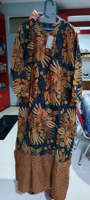 2501 Couple Batik Gamis Batik Cewek Batik Muslim Syari Seragam Batik Kerja Modis Katun Coklat Cantik