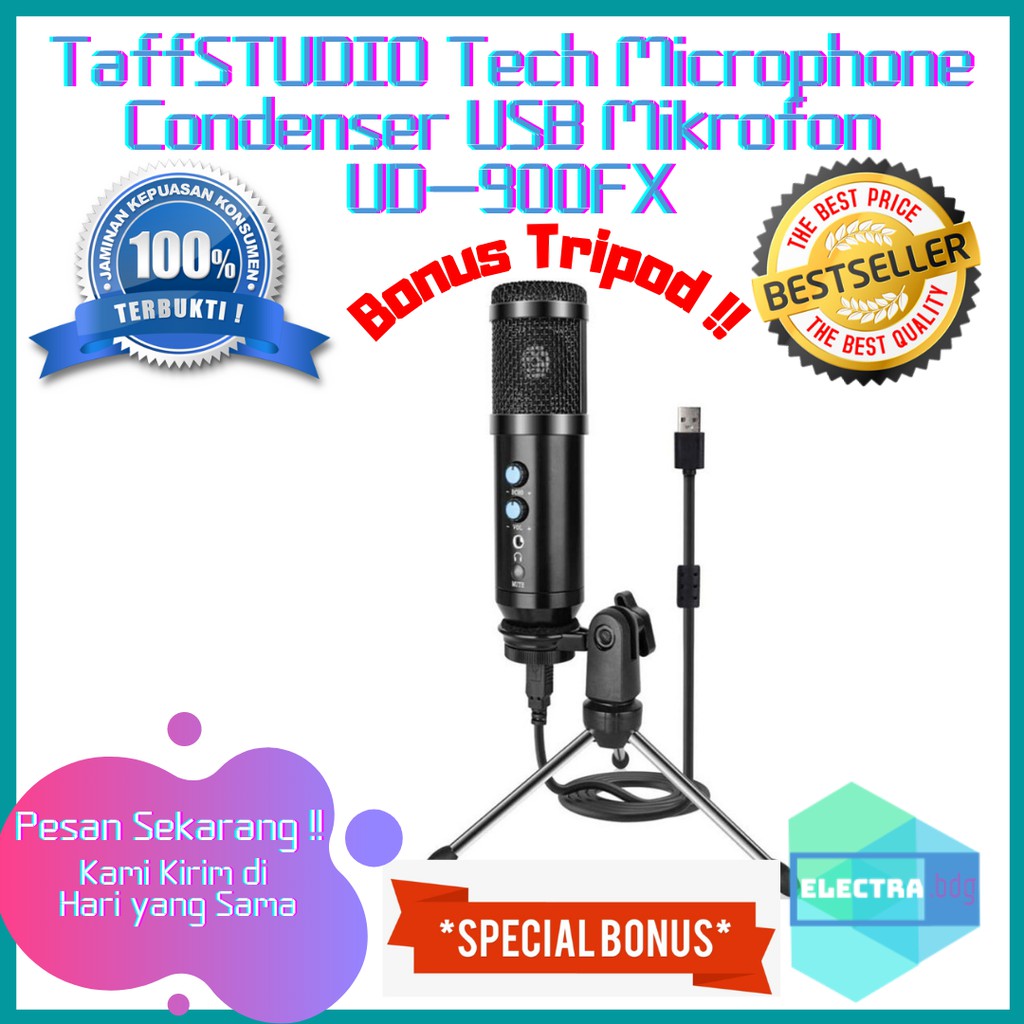 Mic TaffSTUDIO Tech Microphone Condenser USB Mikrofon with Stand - UD-900FX