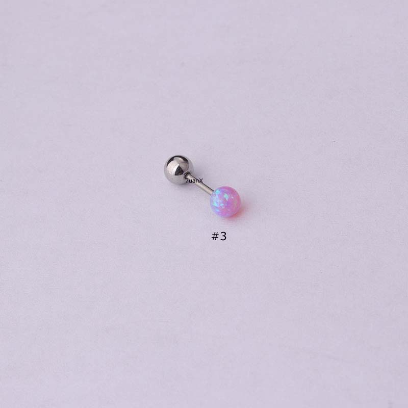 1 Piece Opal Top Screw Piercing for Helix Cartilage Rook Earrings Stainless Steel 20Gauge