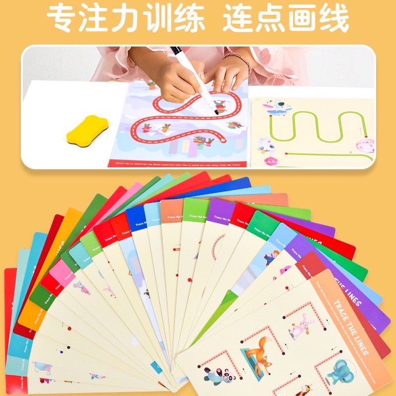 tracing line - wipe clean activity card - kado anak - hadiah anak - latihan menulis - activity card