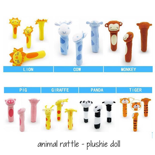 Mainan Rattle BONEKA ANIMAL PLUSHIE DOLL BUNYI bahan LEMBUT