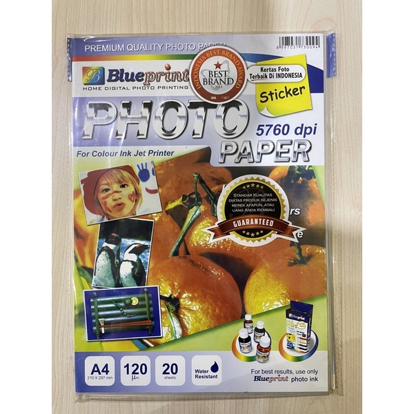 

Kertas Stiker Glossy / Sticker Glossy Photo Paper BLUEPRINT A4 120 gsm