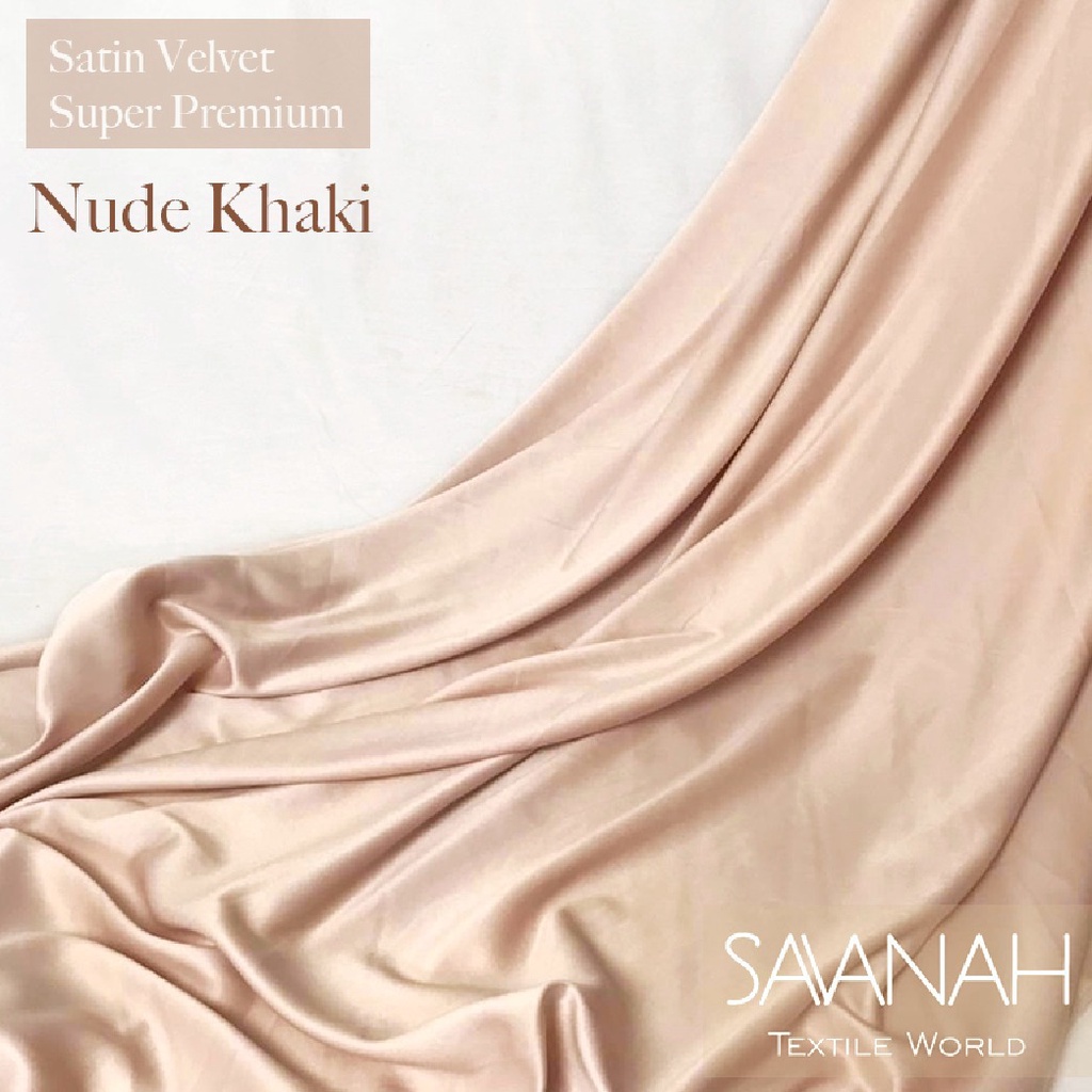 1 meter Kain Satin Velvet SUPER PREMIUM / Sateen Velvet Premium Dress hijab Gamis PASTEL-Nude Khaki