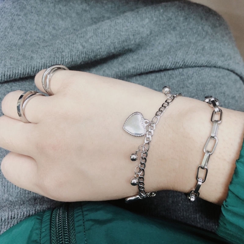 Gelang Bentuk Hati Model Double Layer Gaya Harajuku