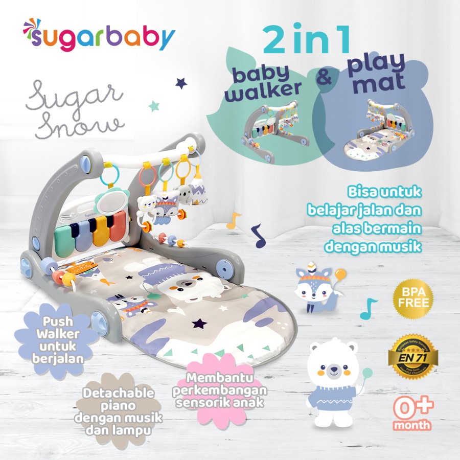 Sugarbaby 2in1 Baby Walker&amp; Playmat/Push Walker/Alat Bantu Jalan Anak sugarbaby BABY WALKER DAN PLAYMAT 2in1 alat bantu jalan anak piano anak mainan anak Walking Assistant push walker ALAT BANTU JALAN PIANO PLAYMAT PLAYGYM MAINAN ANAK MAINAN PLAY MAT