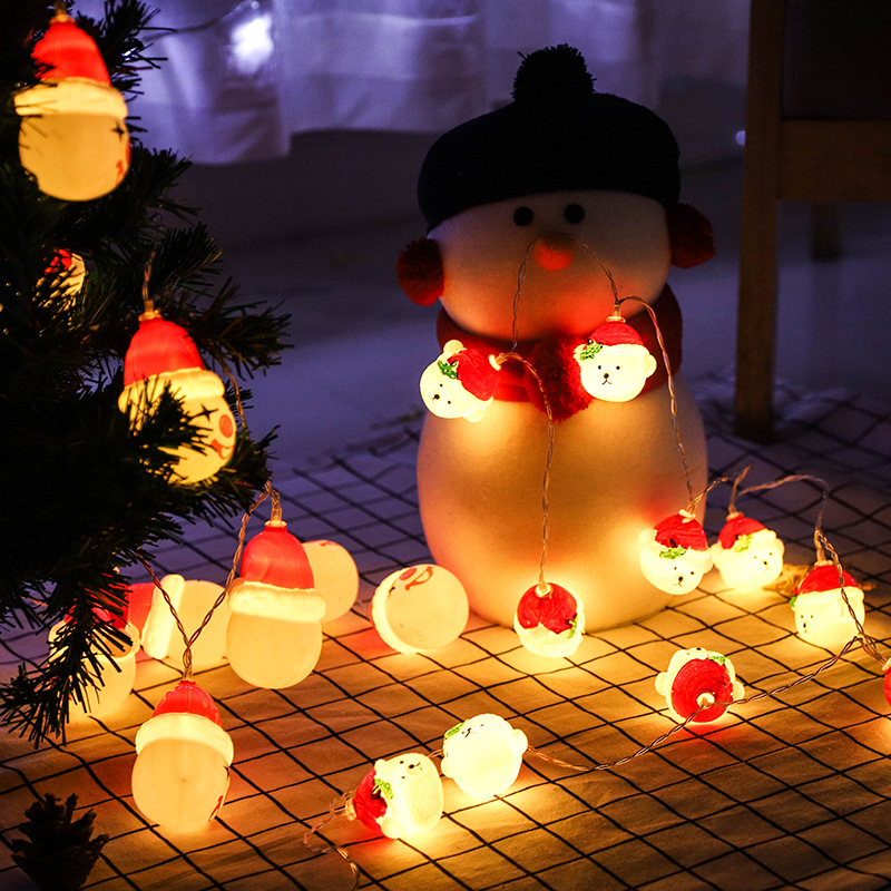 [Christmas Products] 1.5M 10 Led Snowman Snow Bear Shape Christmas Ornament String Lights