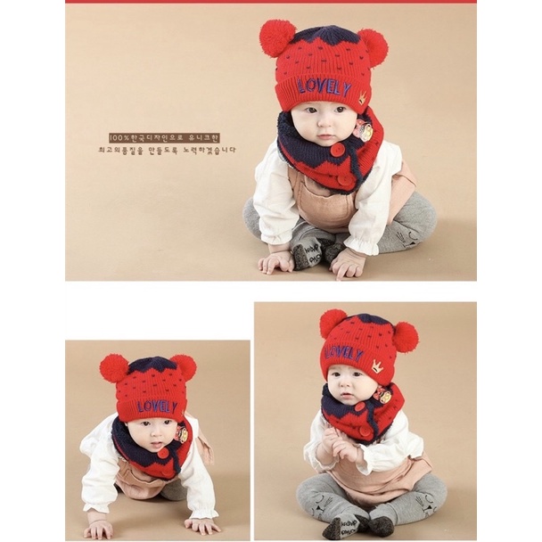 Topi Rajut dan Syal Anak Laki Laki Anak Perempuan Import Model White Rabbit dan Lovely Crown