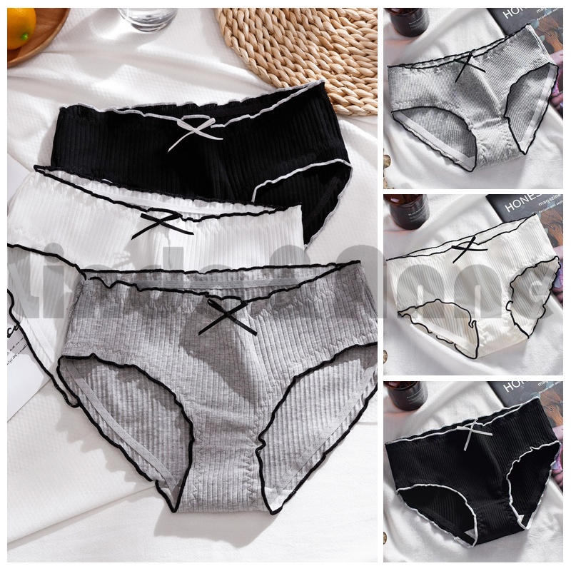 Celana Dalam Wanita Bahan Katun Brief Seamless Motif Pita - CD Wanita Motif Pita