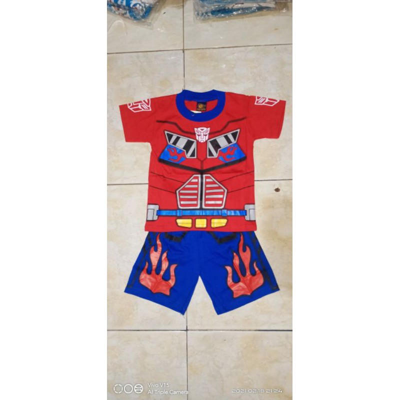 setelan pendek transformer/ baju anak murah meriah/setelan pendek anak laki-laki