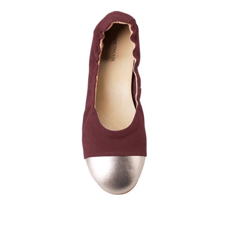 SEPATU FLAT KULIT OBERMAIN WANITA ORIGINAL TERBARU MERAH MAROON OW22