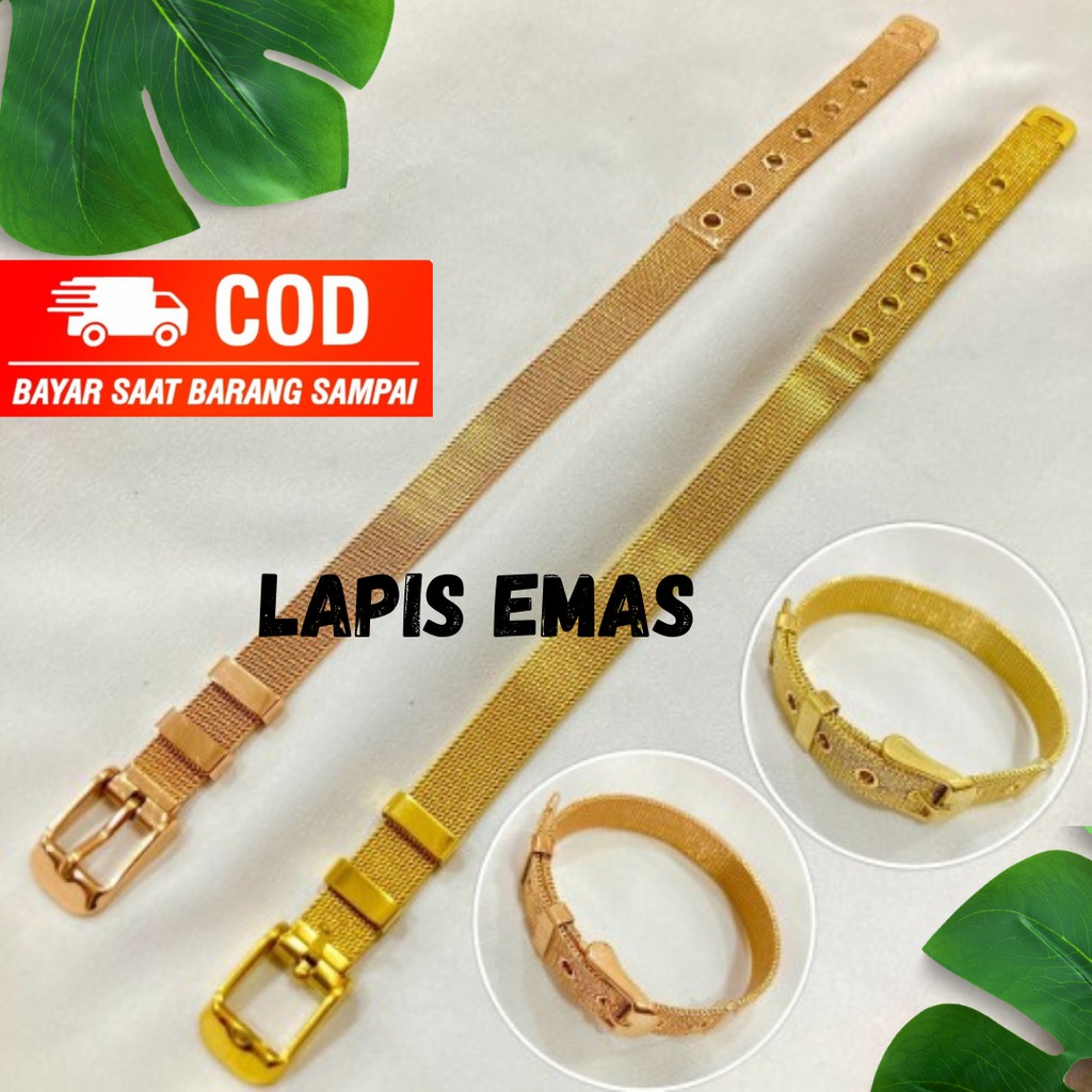 GELANG STRAP POTOS LAPIS EMAS 18K//MODEL TALI JAM//TITANIUM ANTI LUNTUR MODEL TERBARU
