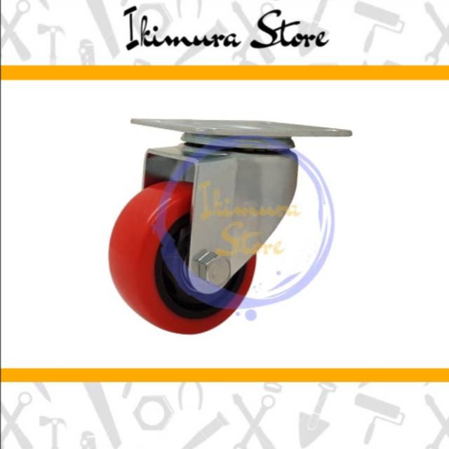 Roda Lemari / Roda Bufet / Roda Etalase / Roda Troli Merah Ukuran 3&quot;